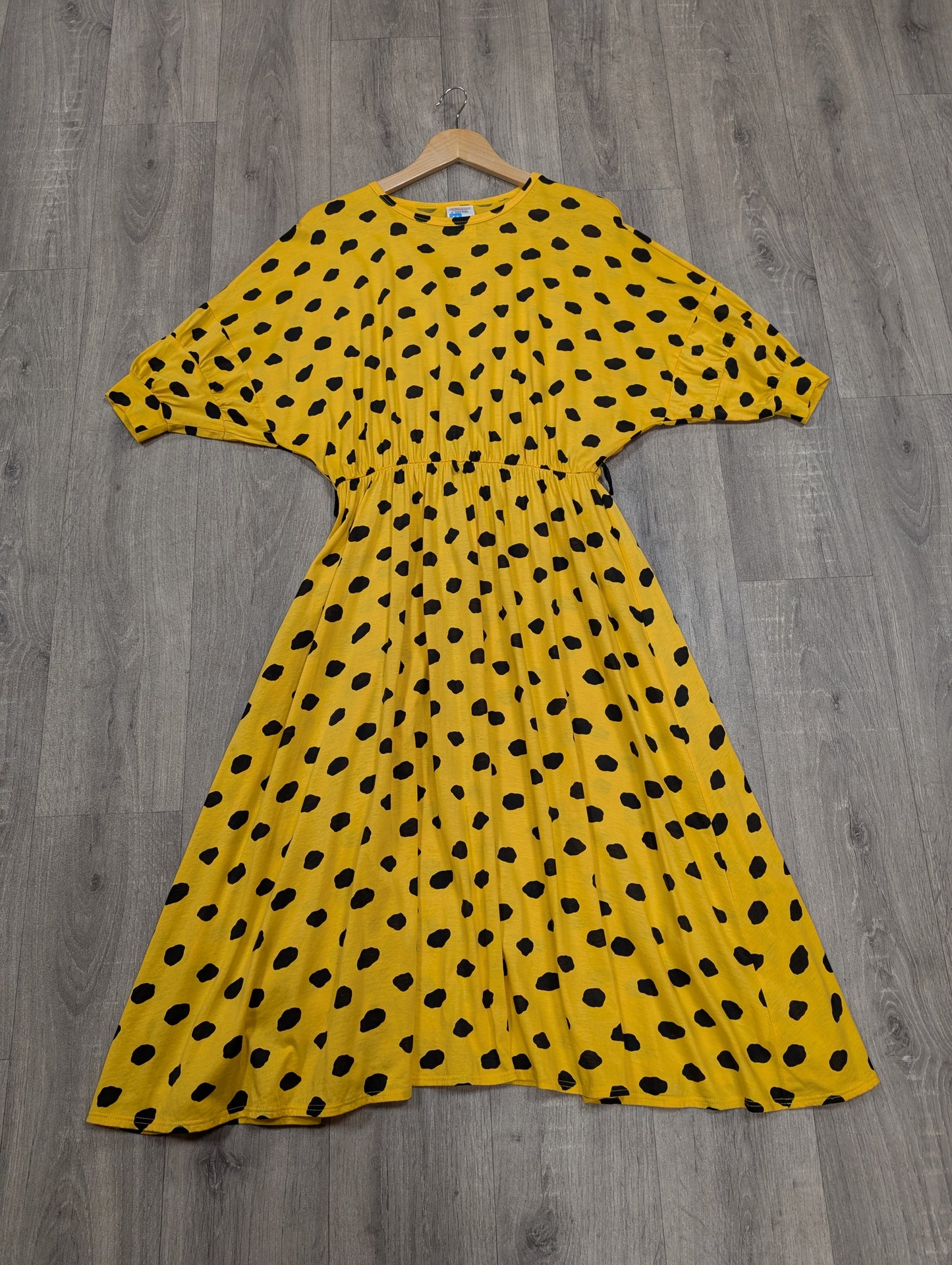 1980s St Michael yellow/black cotton dress