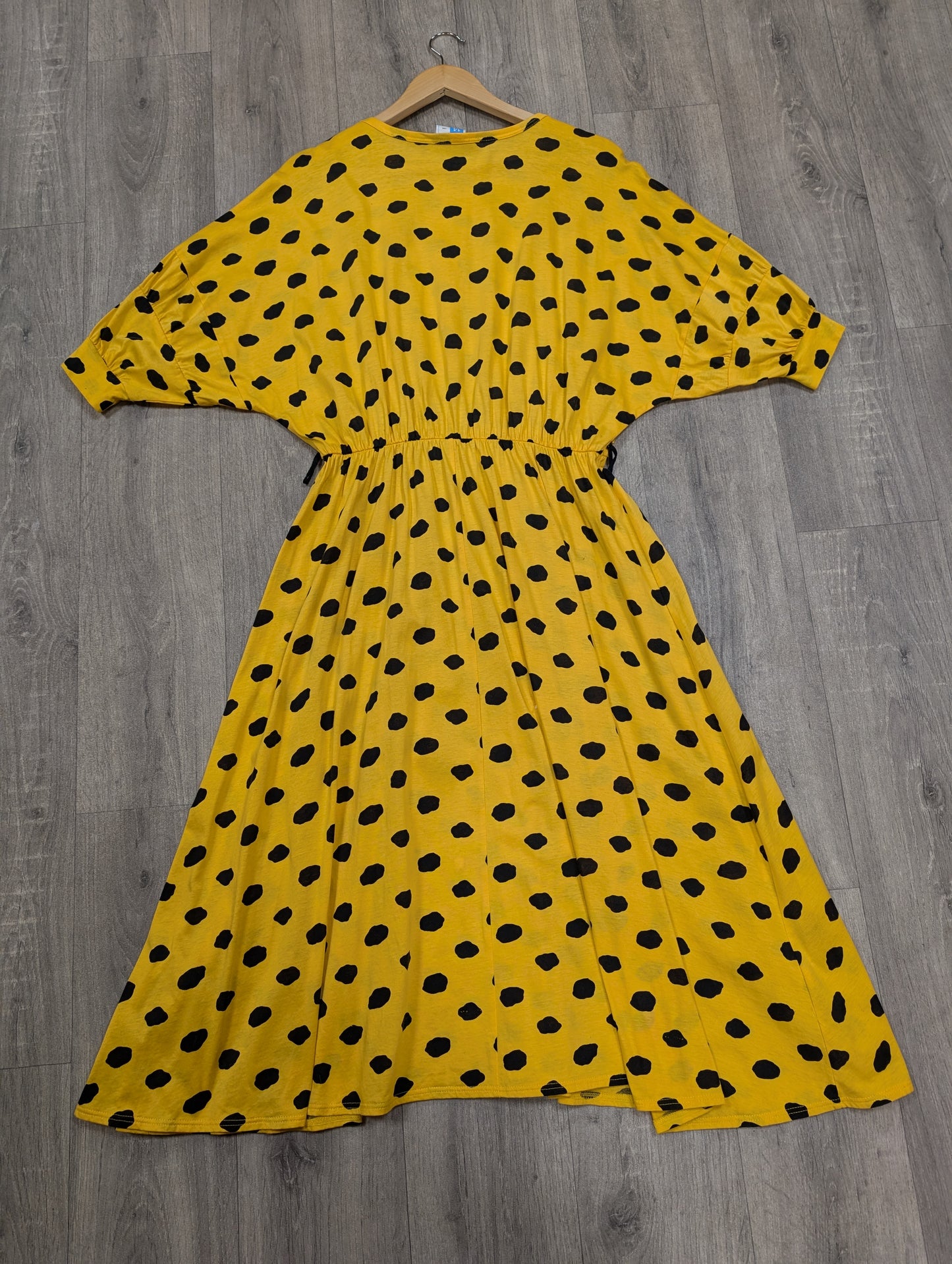 1980s St Michael yellow/black cotton dress