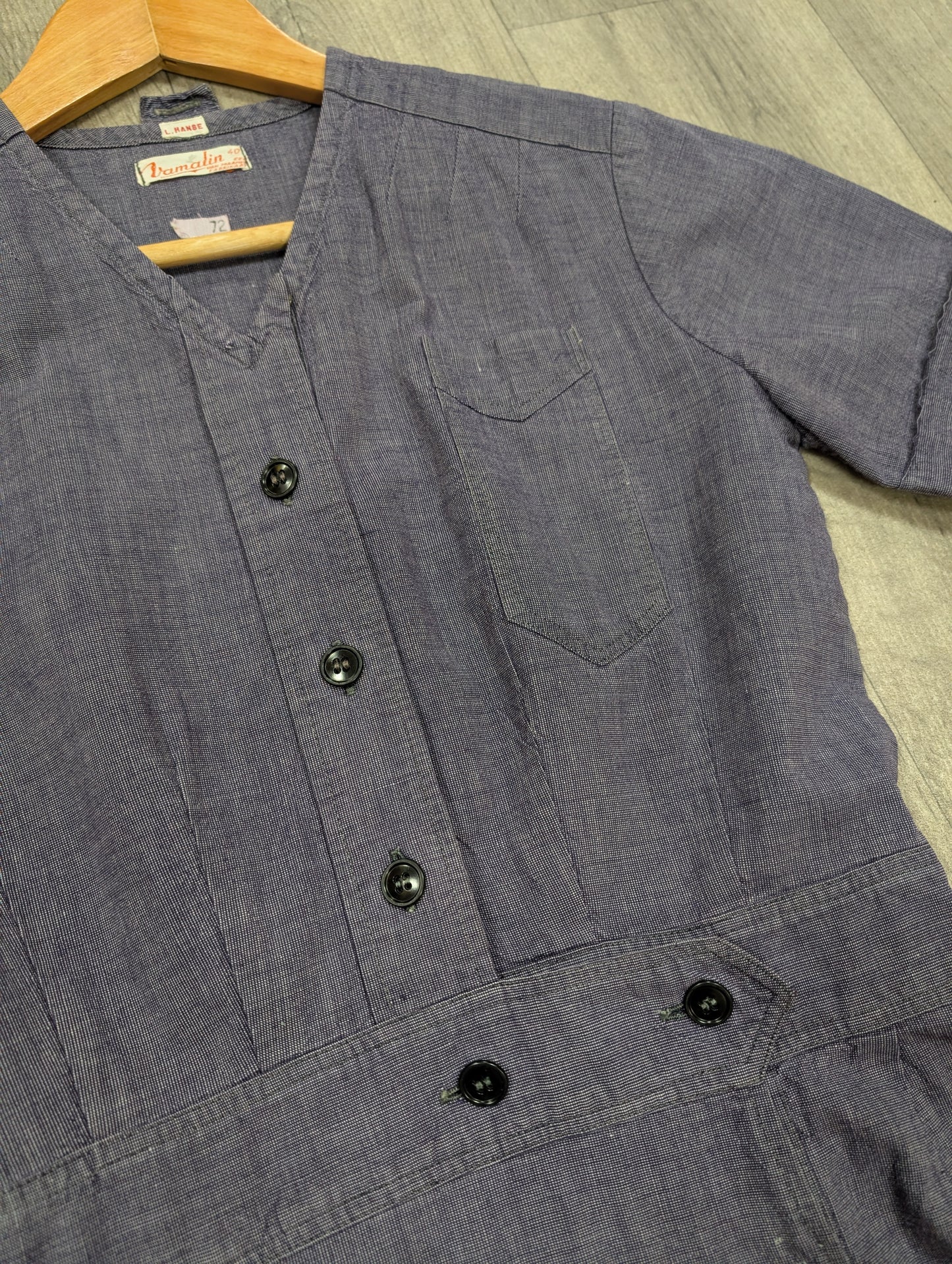 1940s Dutch chambray selvedge workwear dress nurse uniform - Size 8