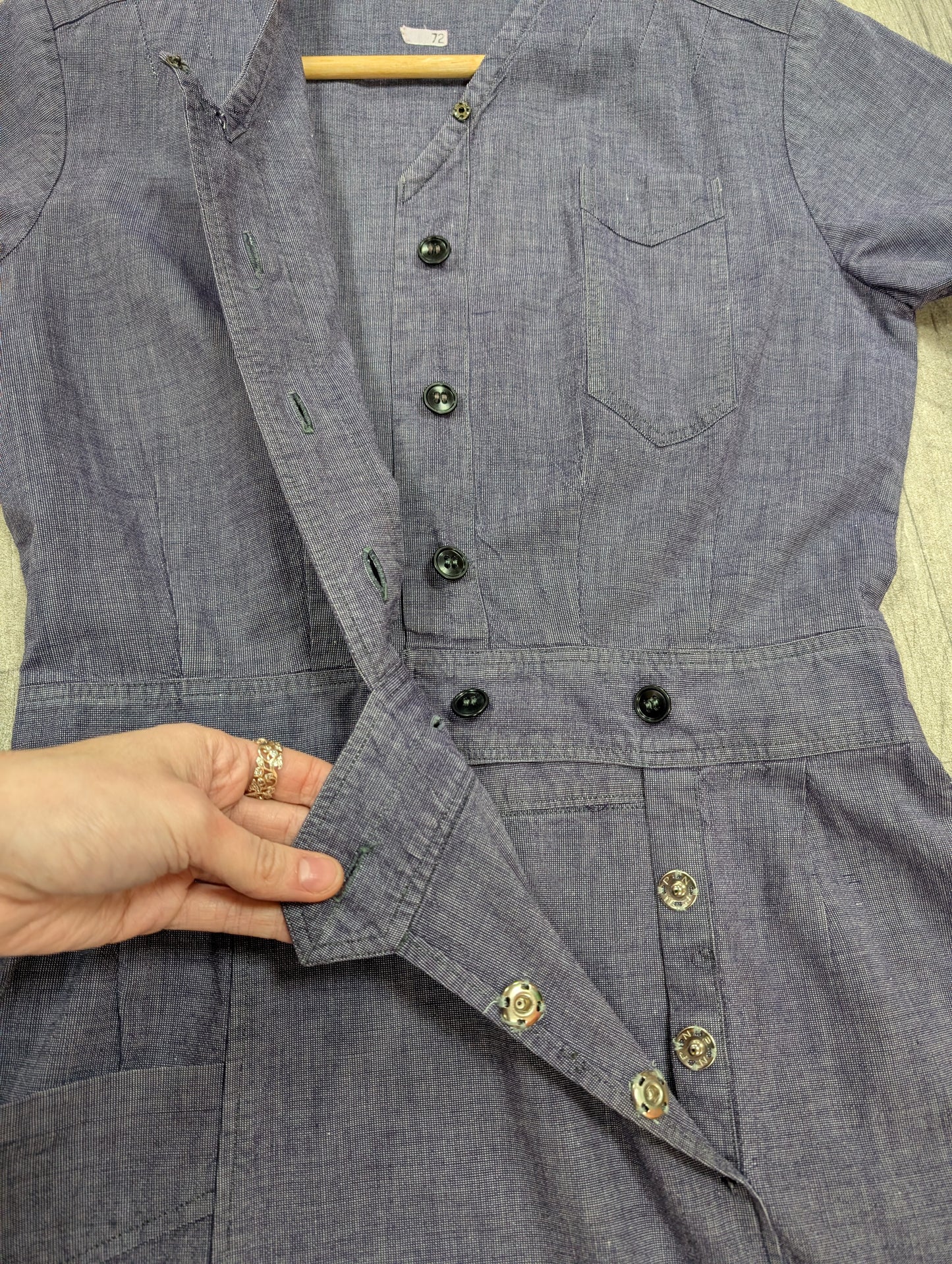 1940s Dutch chambray selvedge workwear dress nurse uniform - Size 8