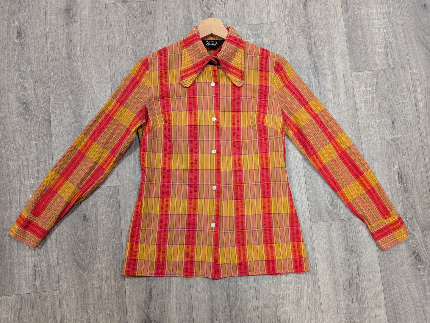 60s/70s Lavinia cotton check shirt - XS/S