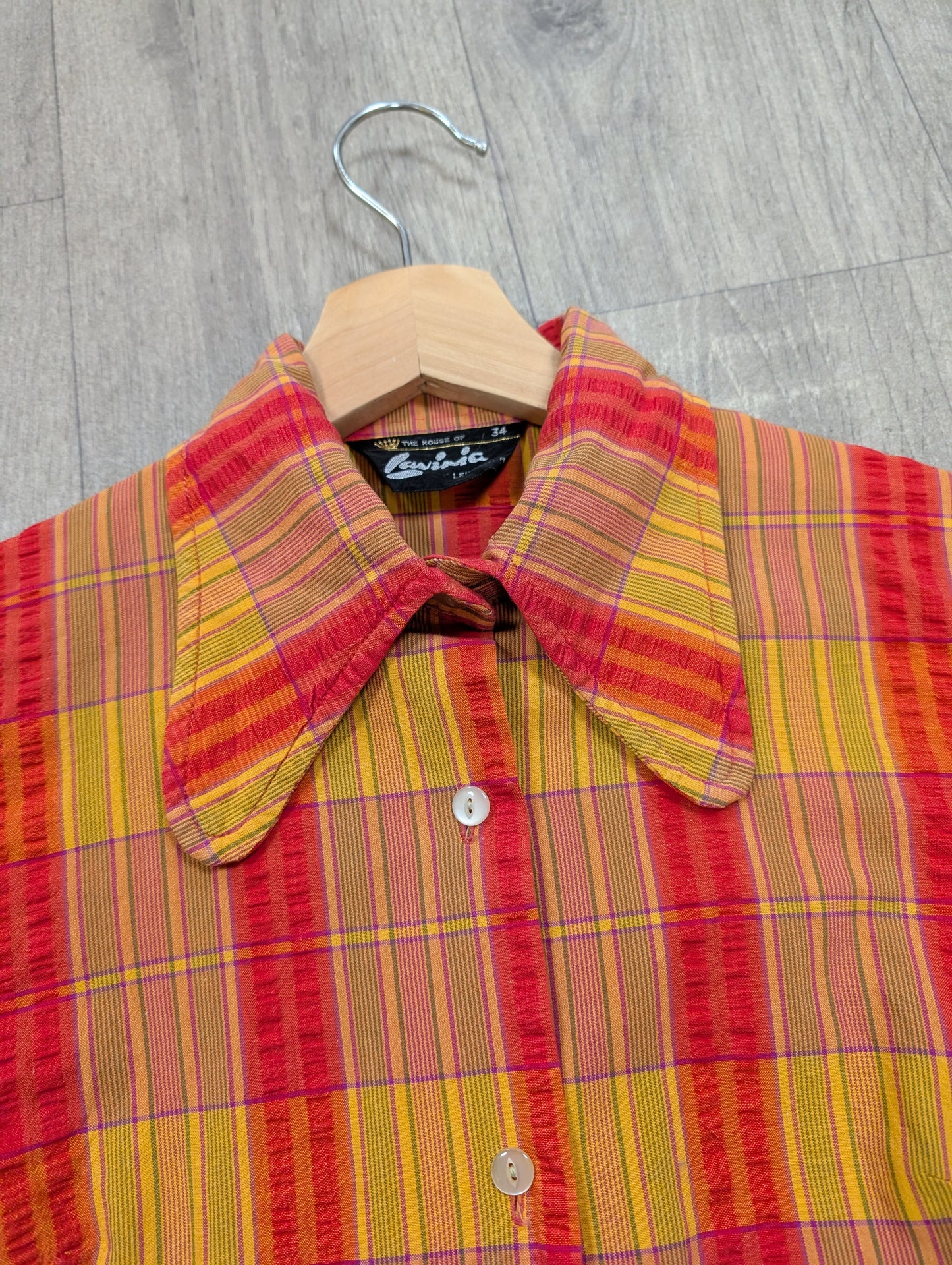 60s/70s Lavinia cotton check shirt - XS/S