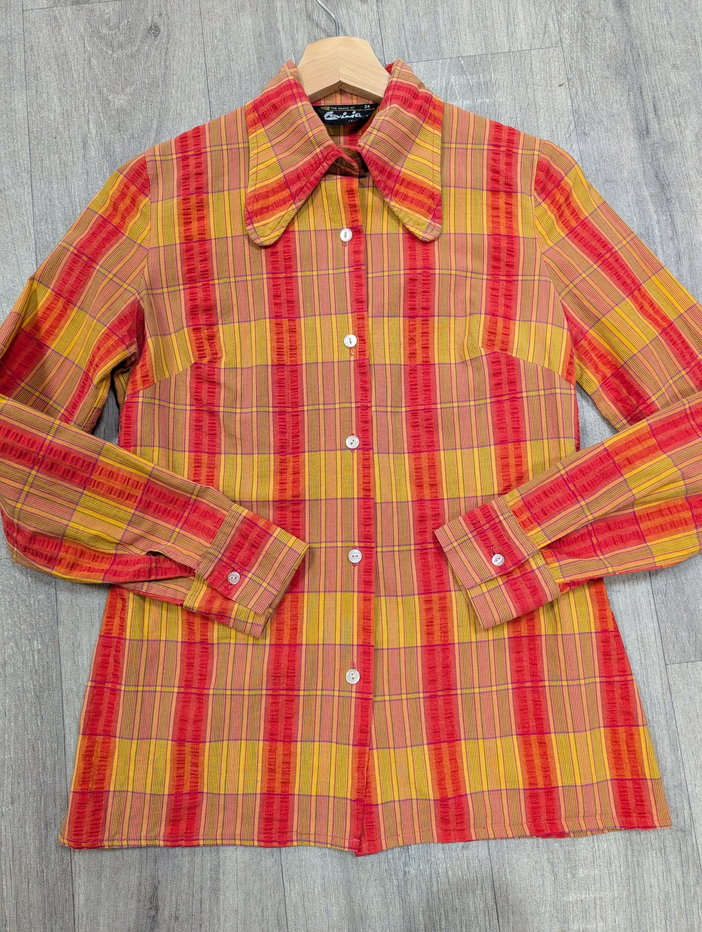 60s/70s Lavinia cotton check shirt - XS/S