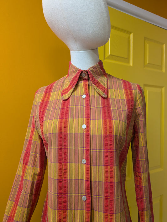 60s/70s Lavinia cotton check shirt - XS/S