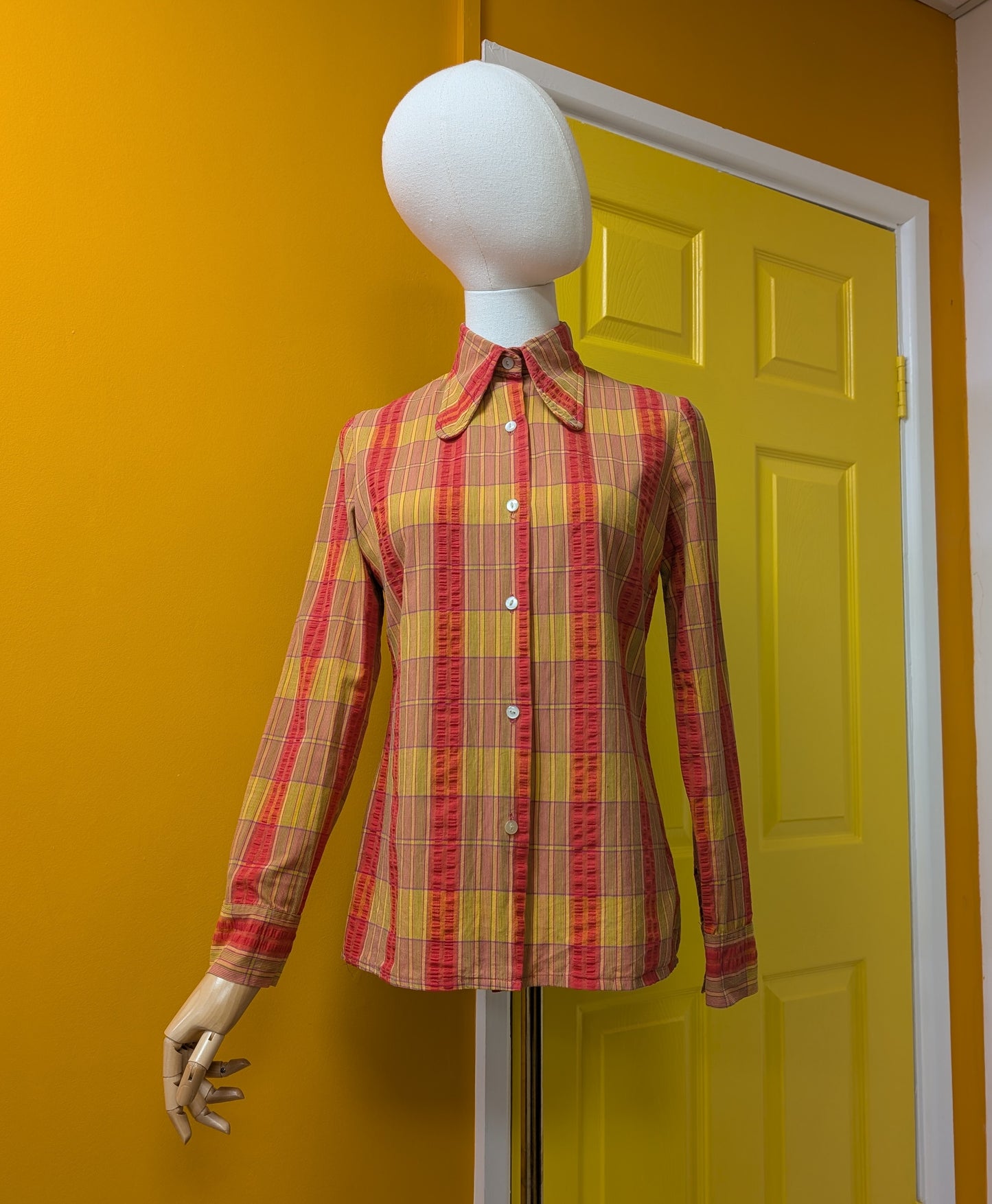 60s/70s Lavinia cotton check shirt - XS/S