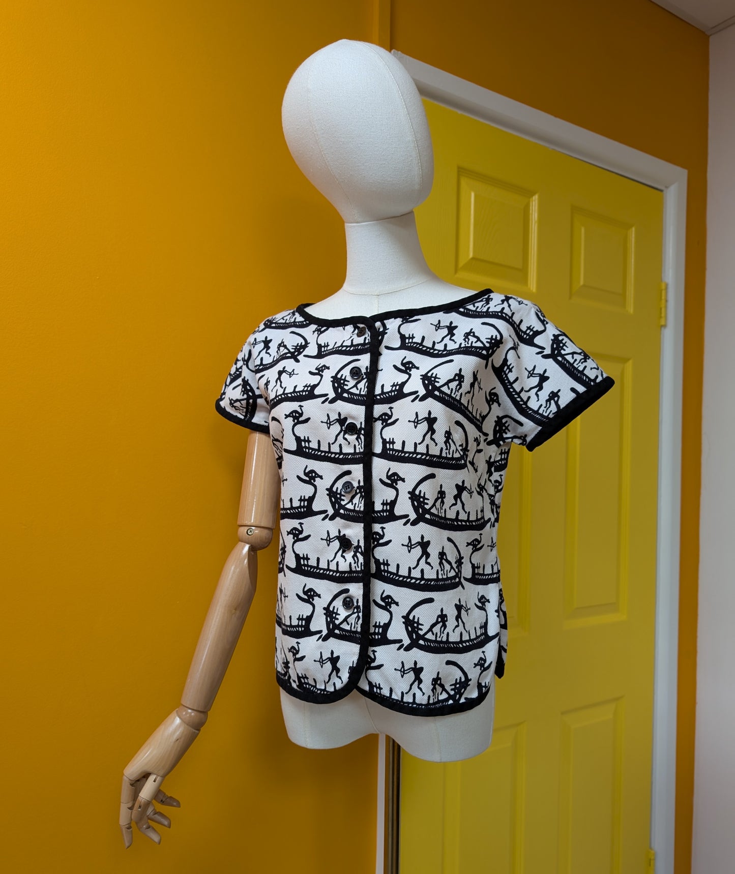 50s/60s Nardis of Dallas cotton novelty print gondola top