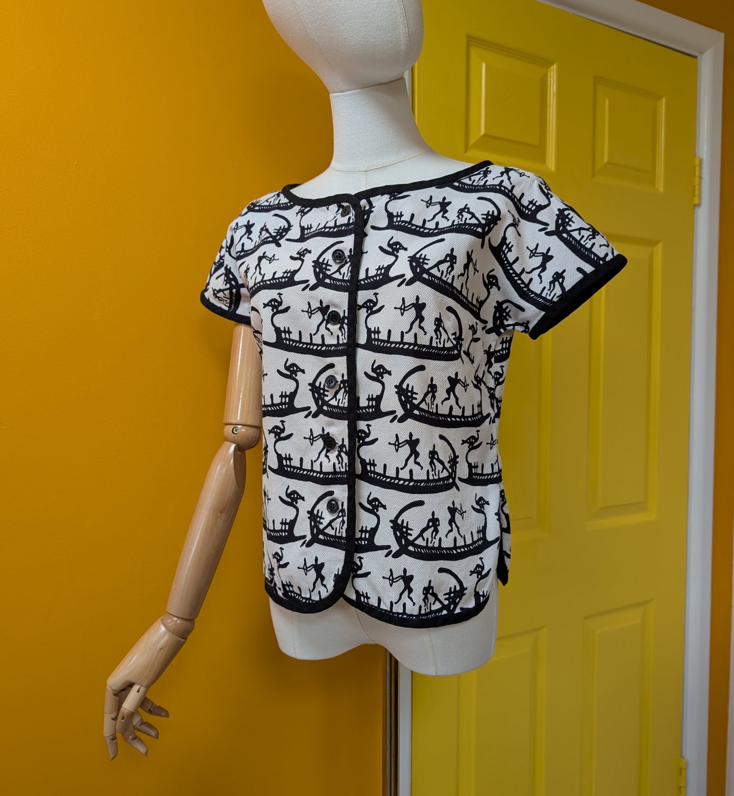 50s/60s Nardis of Dallas cotton novelty print gondola top