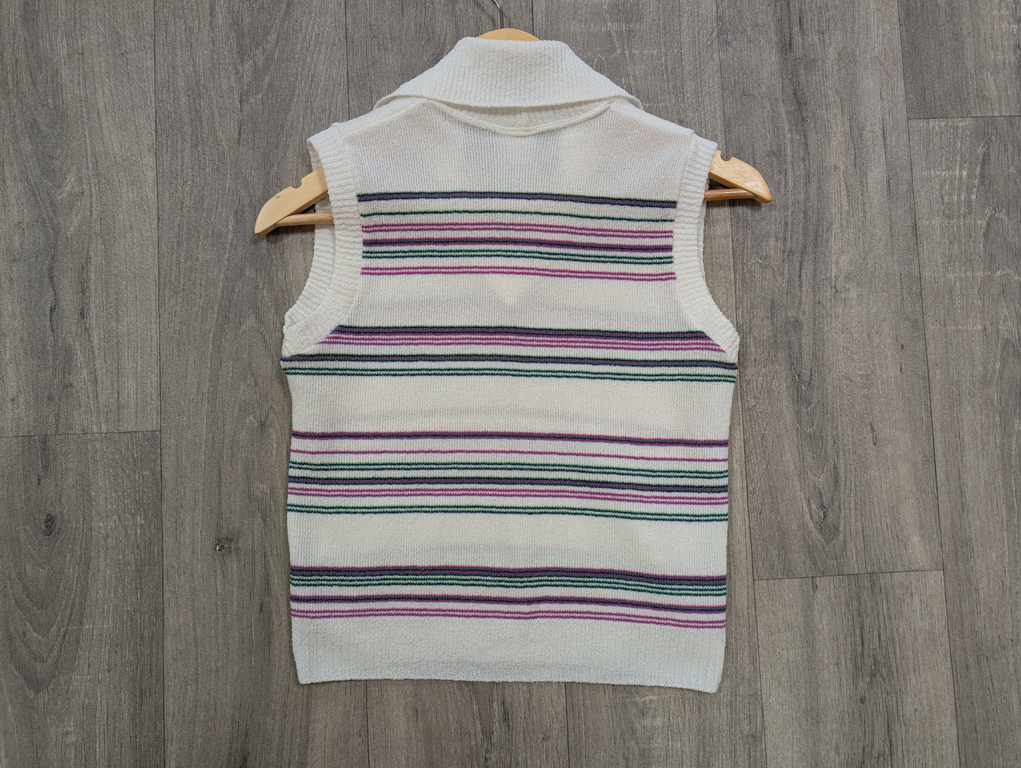 1970s sleeveless striped collared top