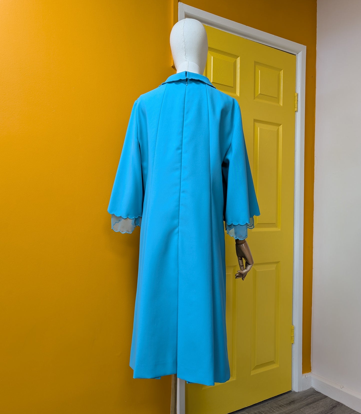 1970s Ann Michael blue dress - L