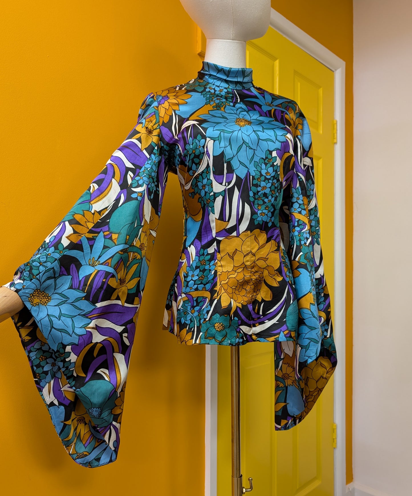 1960s psychedelic floral top - S