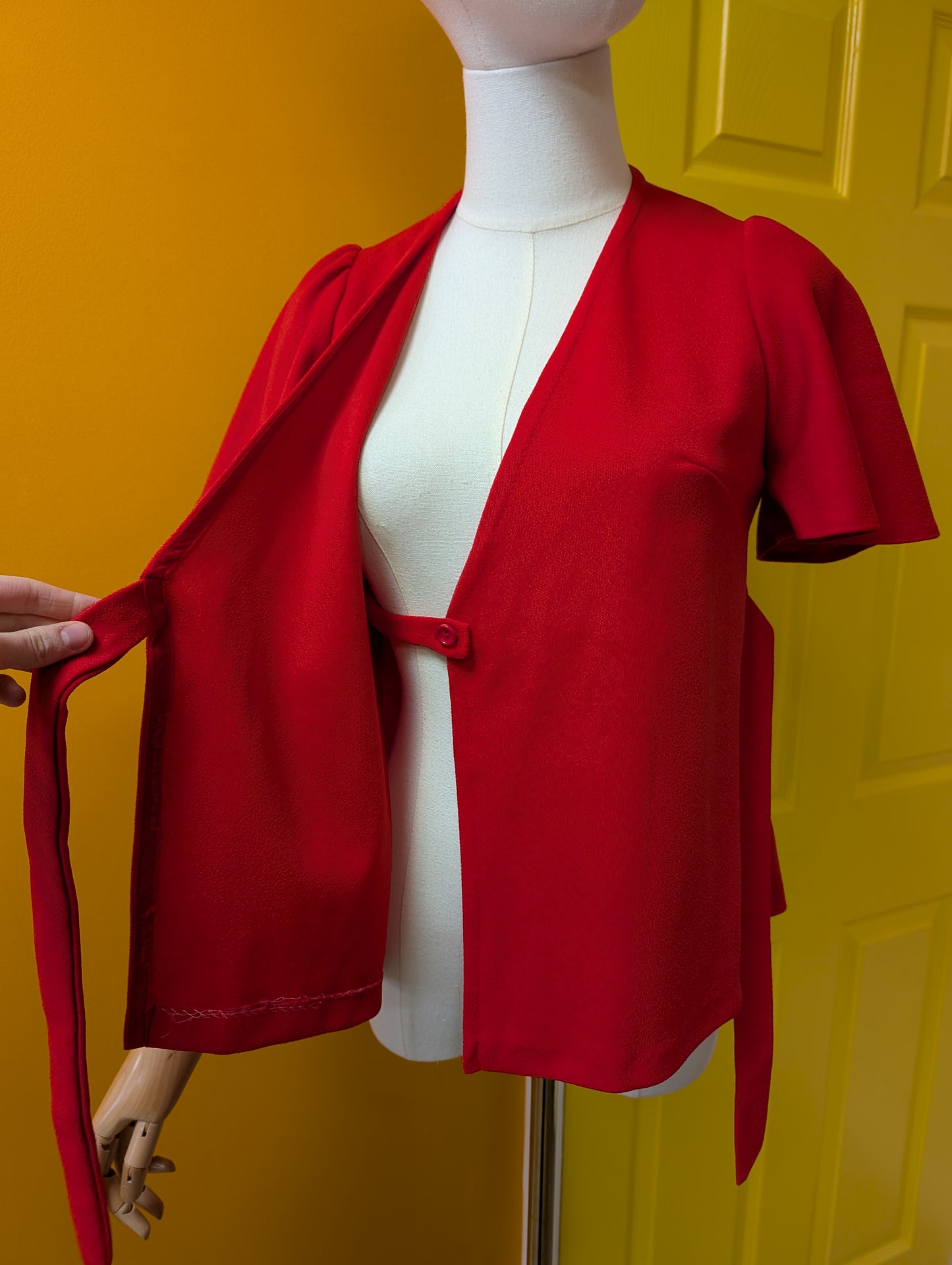 1970s Etam red wrap top - XS/S