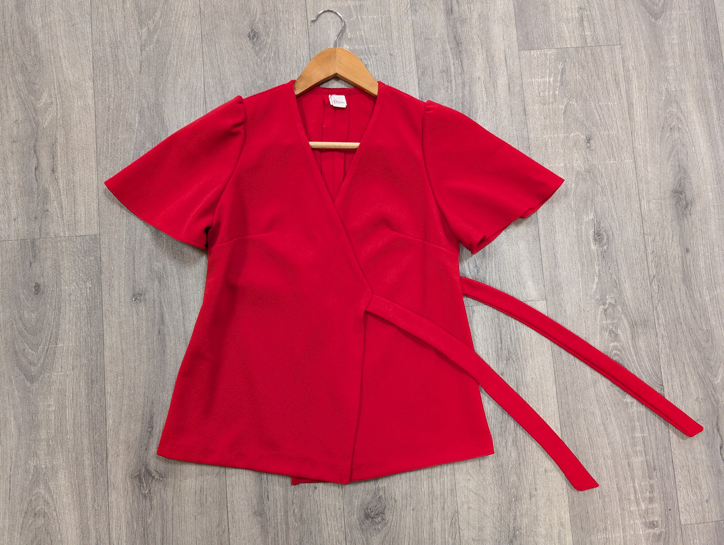 1970s Etam red wrap top - XS/S