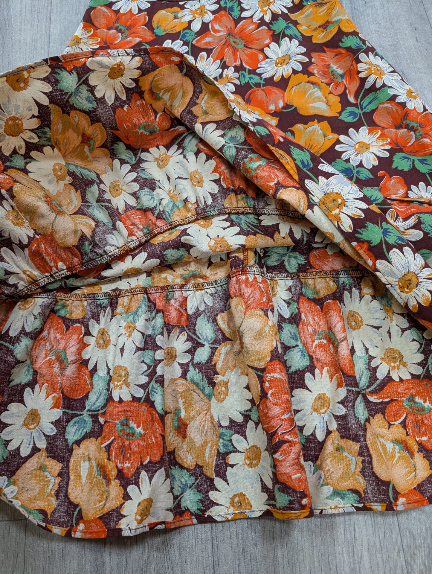 1970s brown floral dress - XS