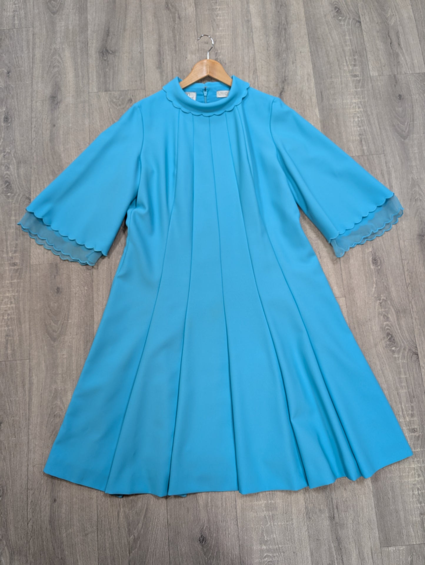 1970s Ann Michael blue dress - L