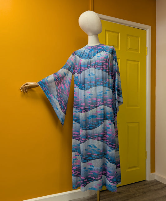 Epic 60s/70s Oriane Capri fish print sheer beach dress