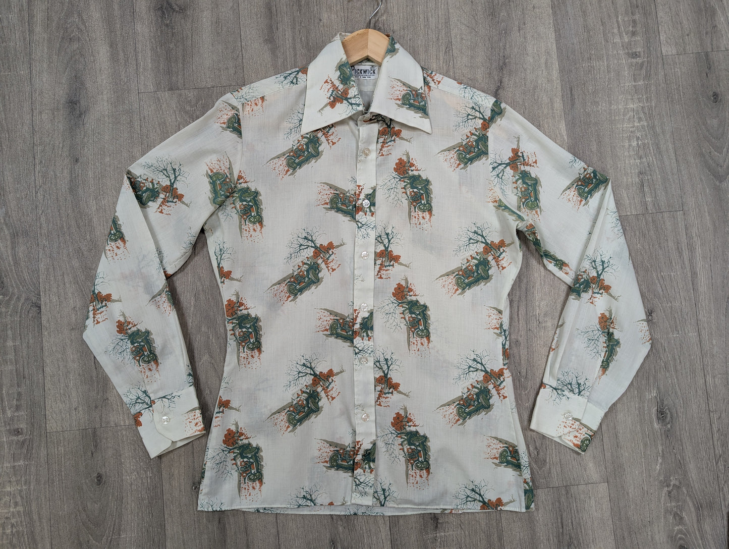 1970s Pickwick novelty car print shirt