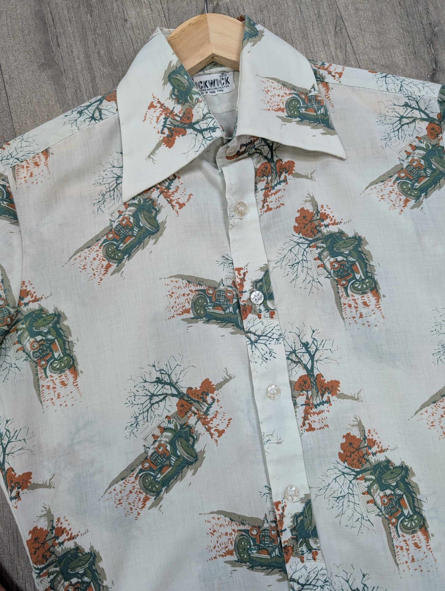 1970s Pickwick novelty car print shirt