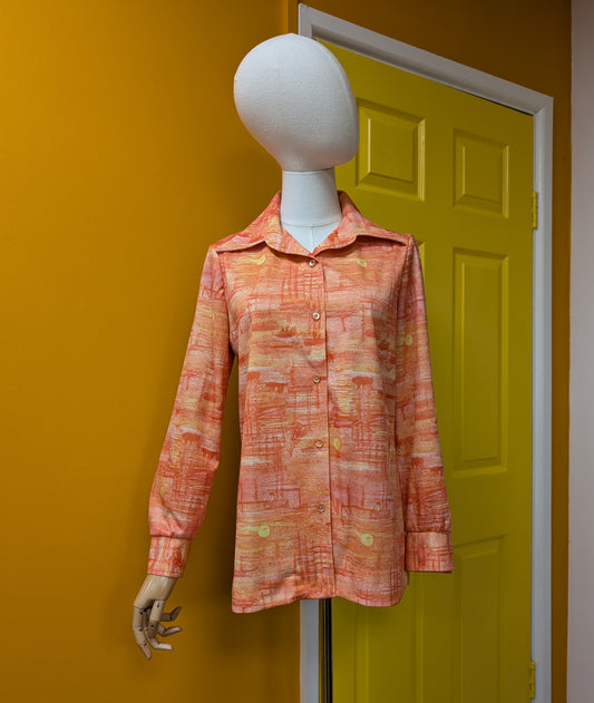 1970s Country Miss dagger collar shirt - S/M