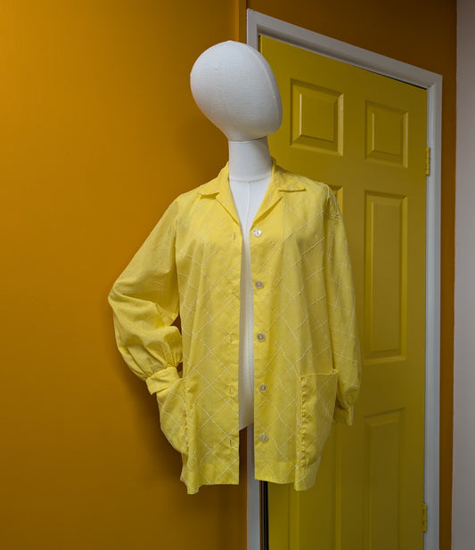 1960s yellow embroidered shirt/jacket - S/M