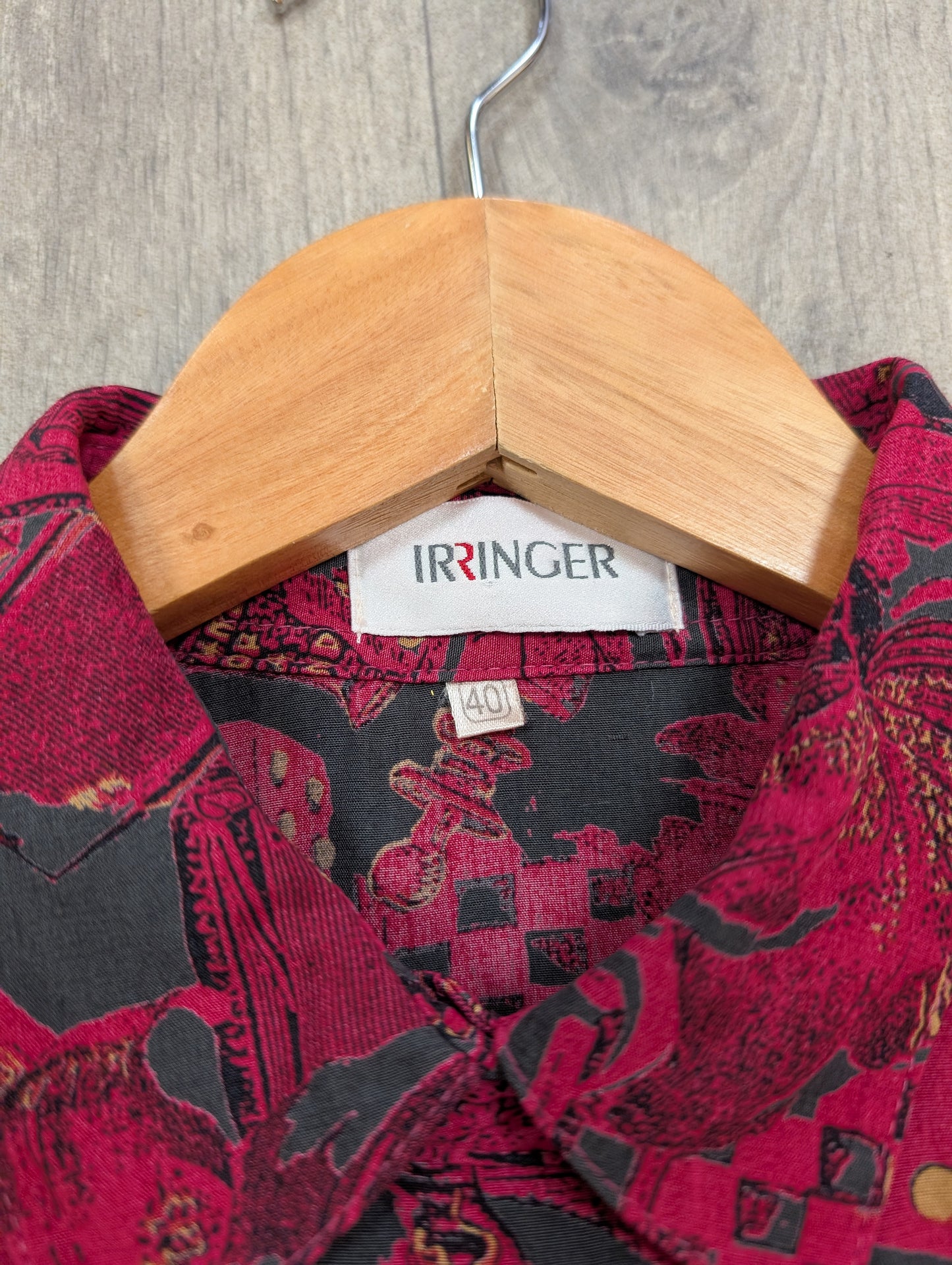1980s Irringer novelty print shirt and skirt - Size 10/12