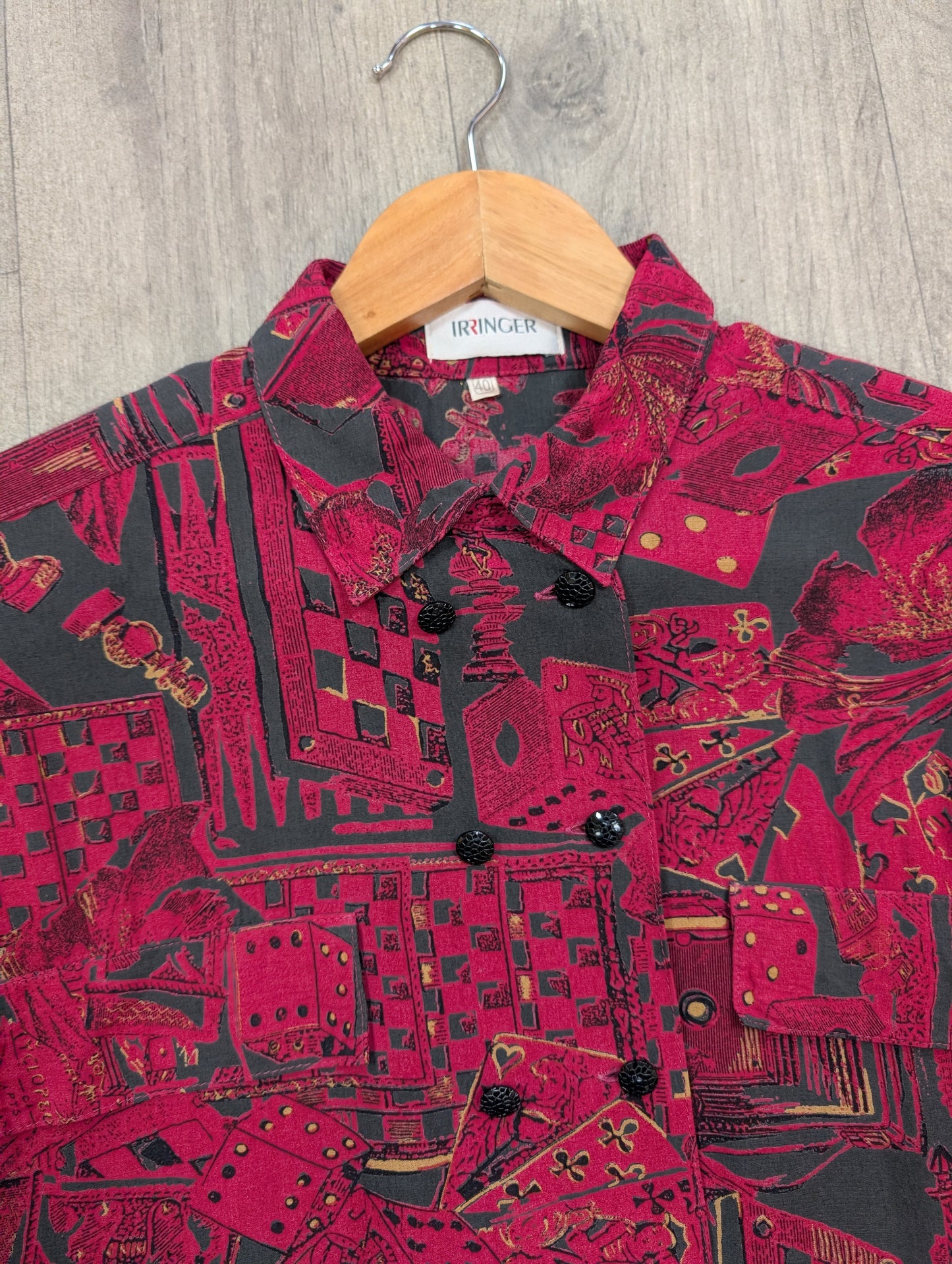 1980s Irringer novelty print shirt and skirt - Size 10/12