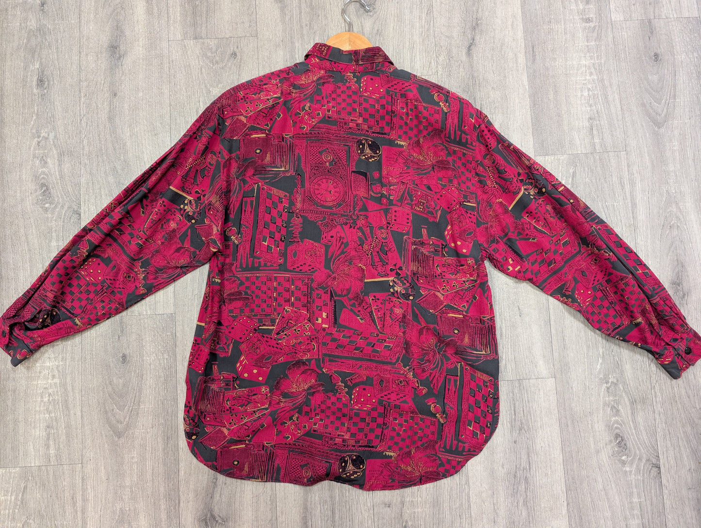 1980s Irringer novelty print shirt and skirt - Size 10/12