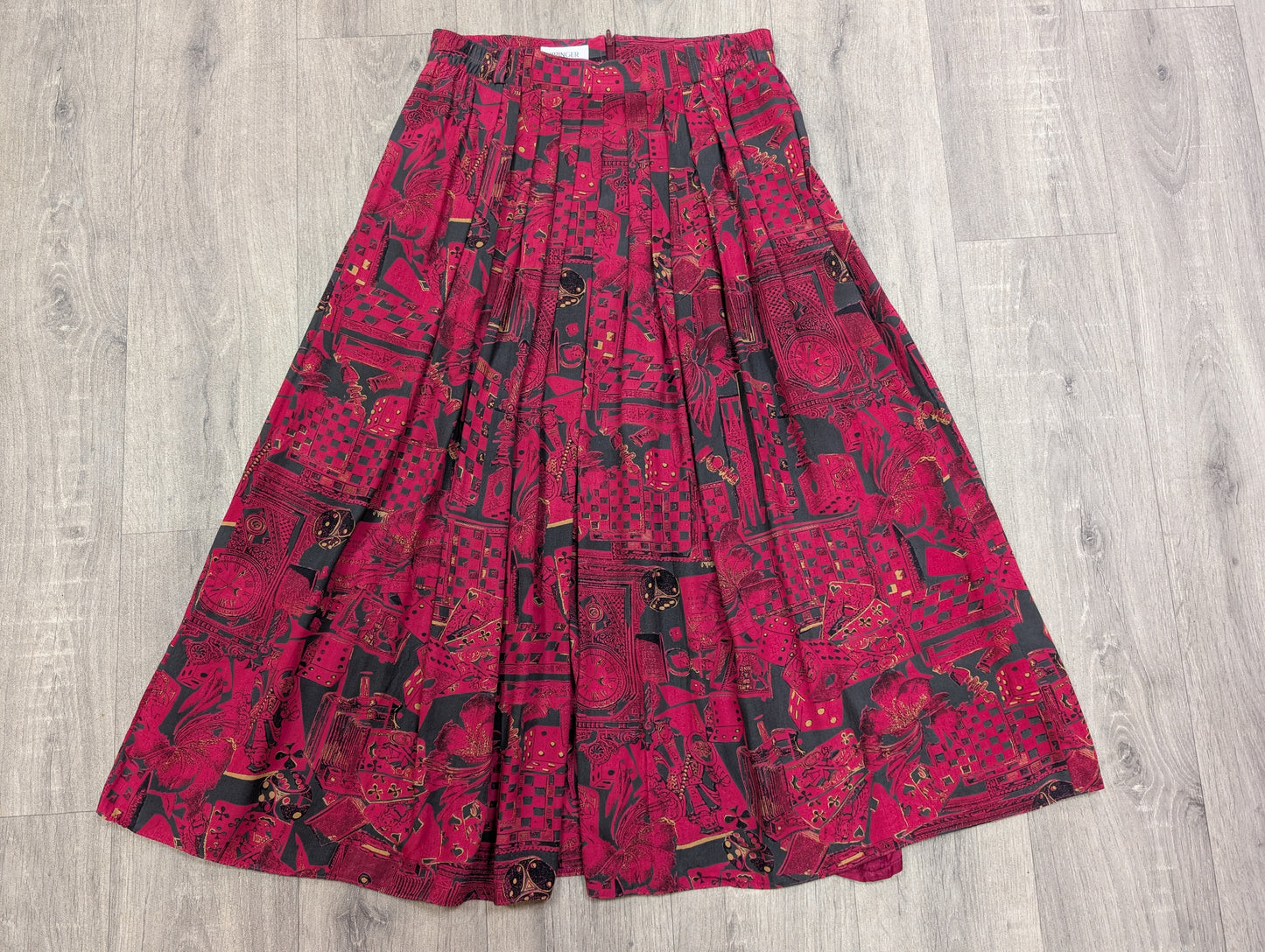 1980s Irringer novelty print shirt and skirt - Size 10/12