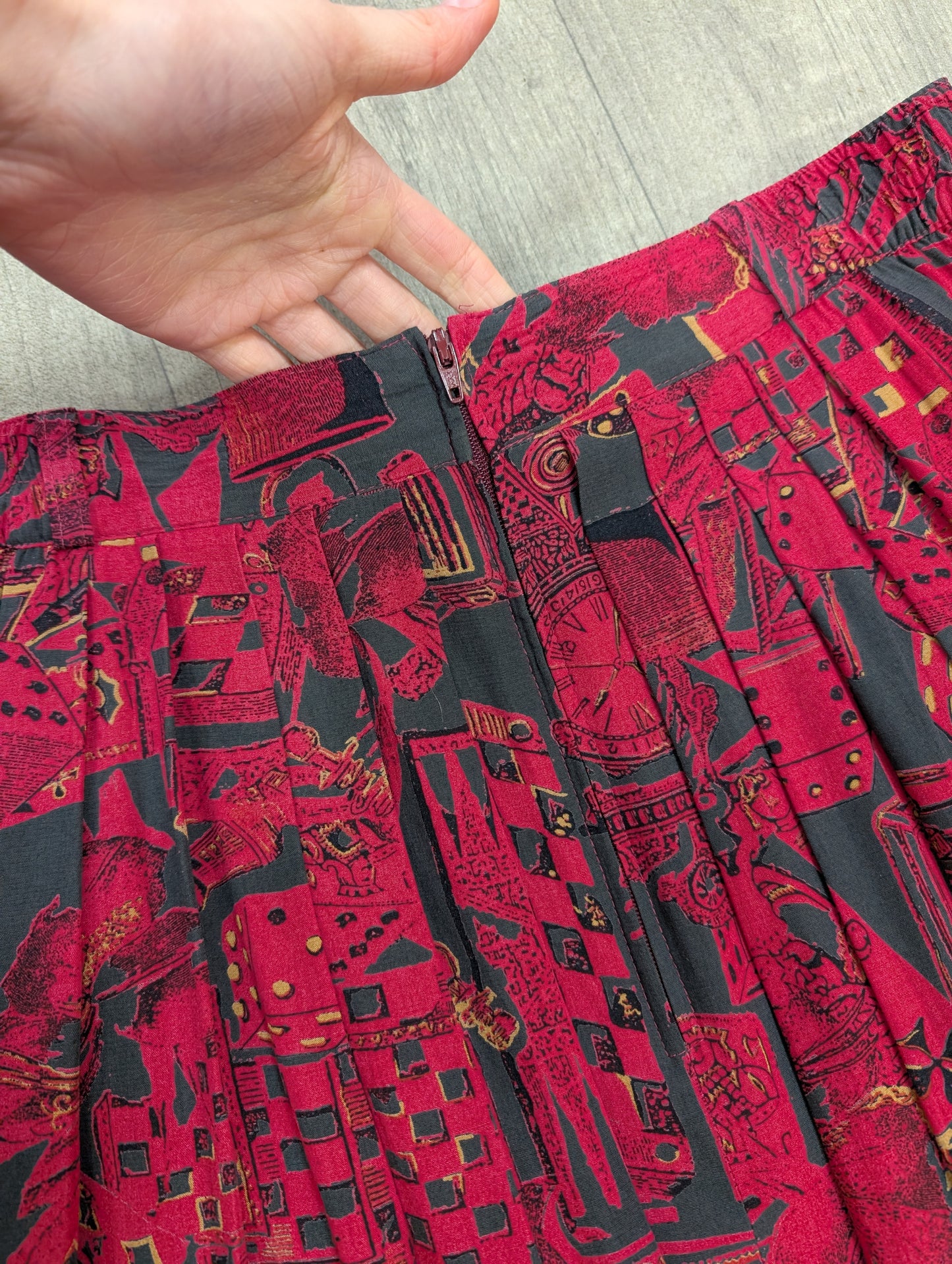 1980s Irringer novelty print shirt and skirt - Size 10/12