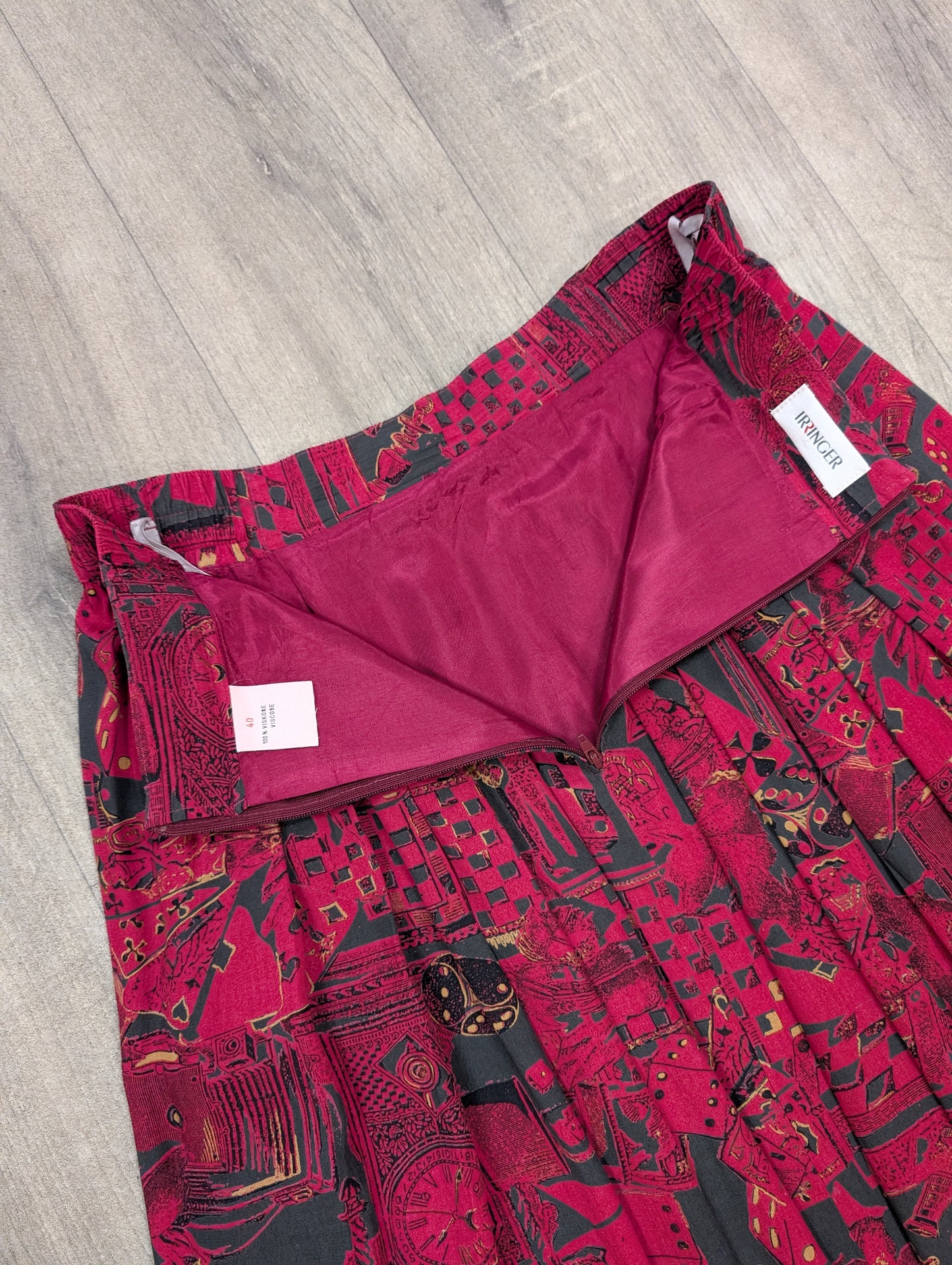 1980s Irringer novelty print shirt and skirt - Size 10/12