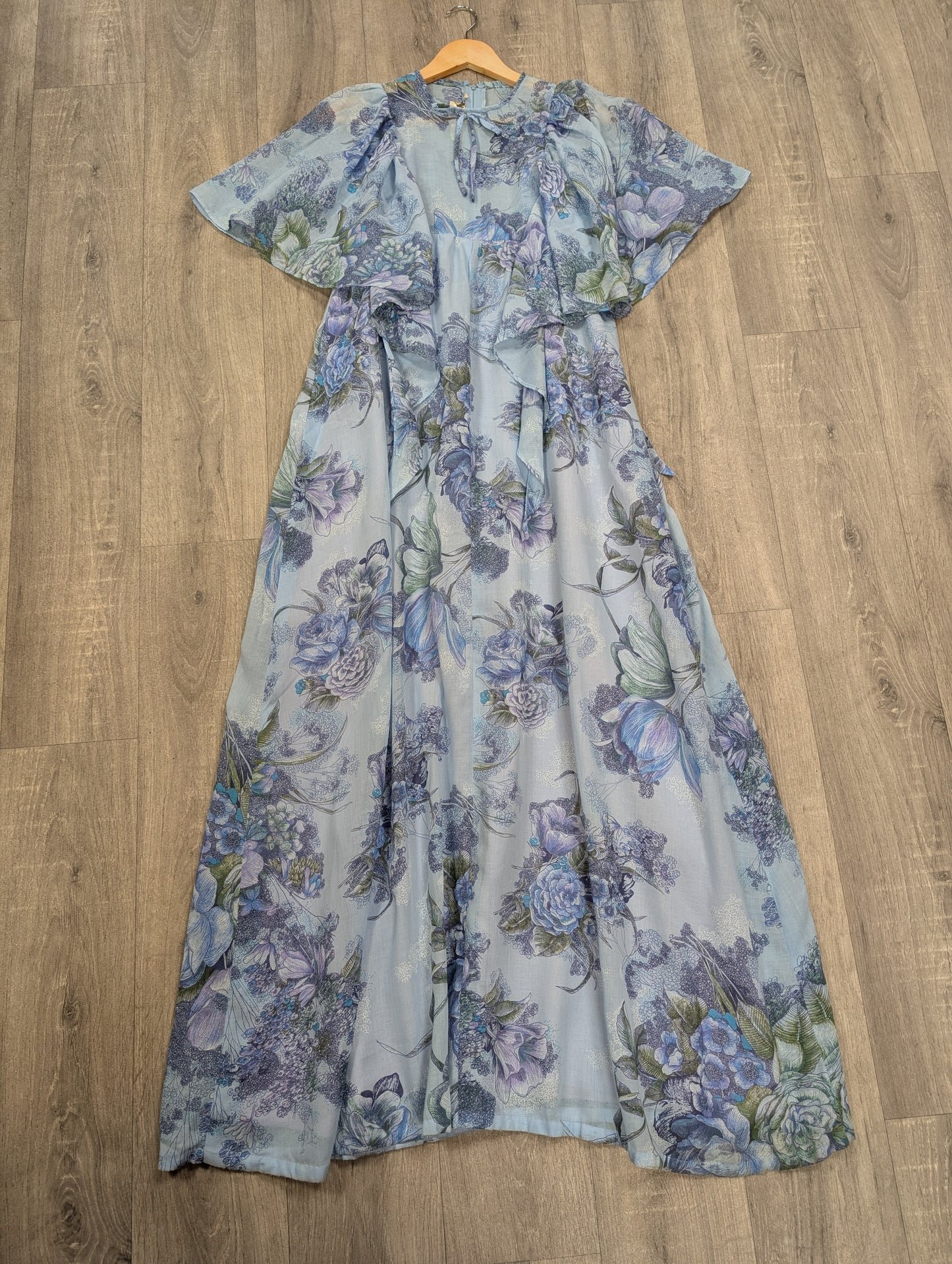 1970s Shelana blue maxi dress - Size 10