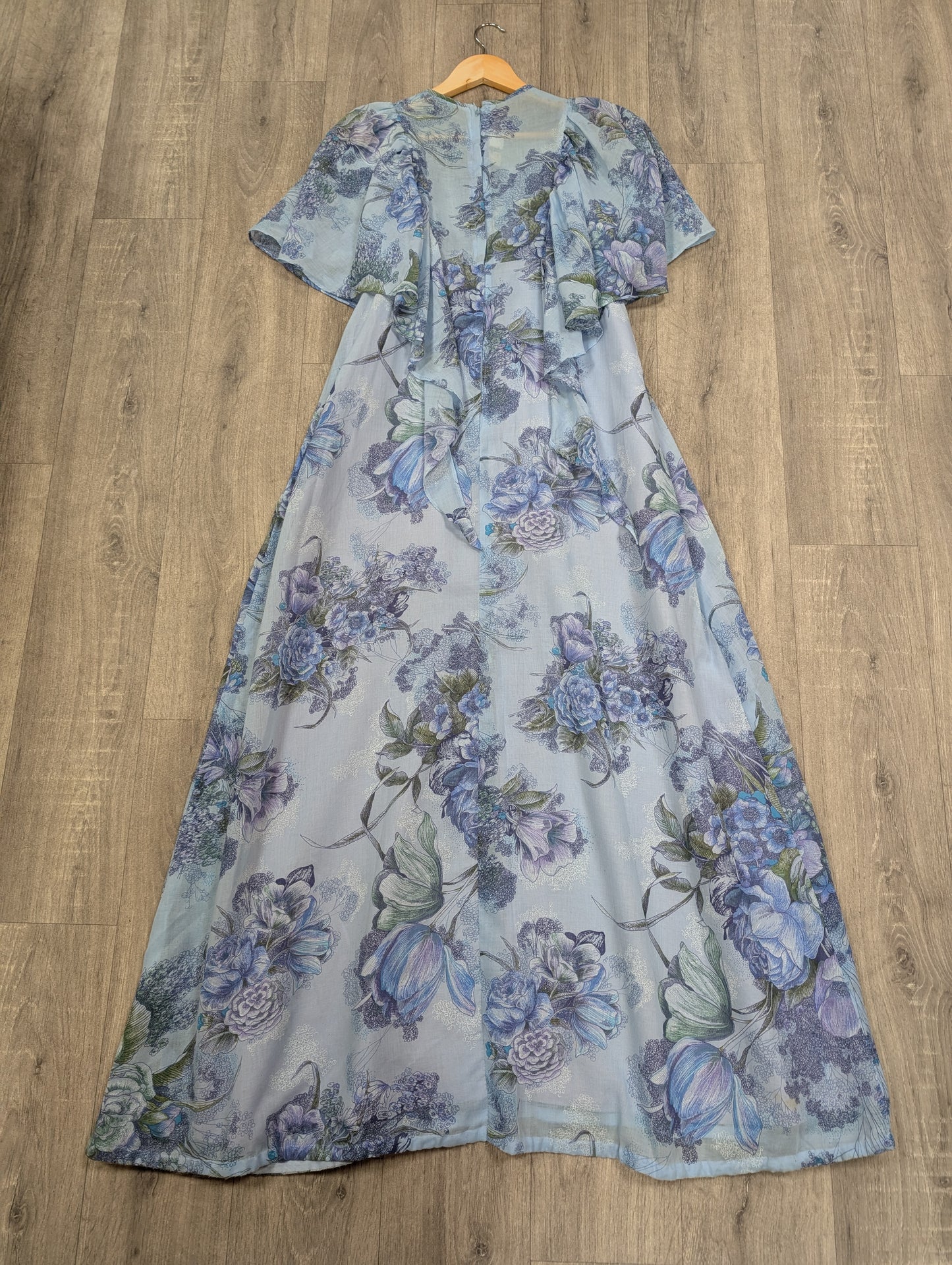 1970s Shelana blue maxi dress - Size 10