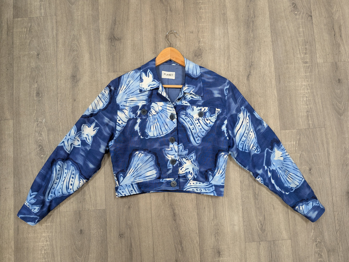 1990s Planet seashell print linen blend jacket - S
