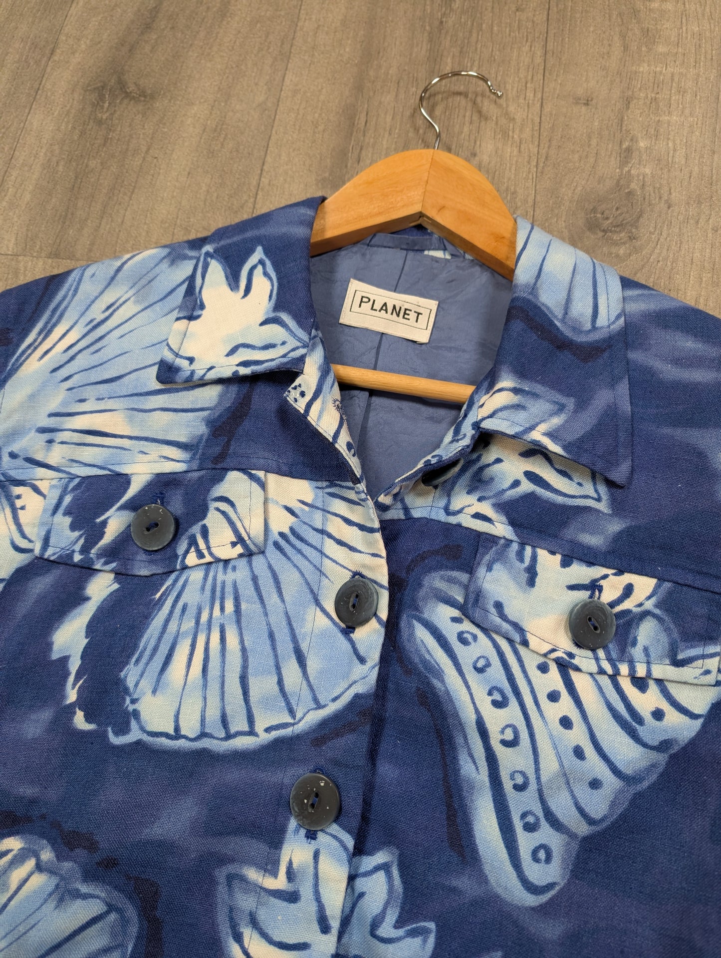 1990s Planet seashell print linen blend jacket - S