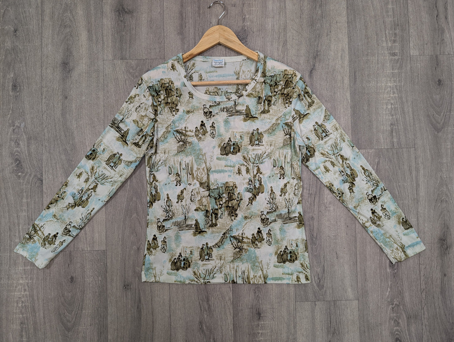 1970s novelty print nylon long sleeved t-shirt - M