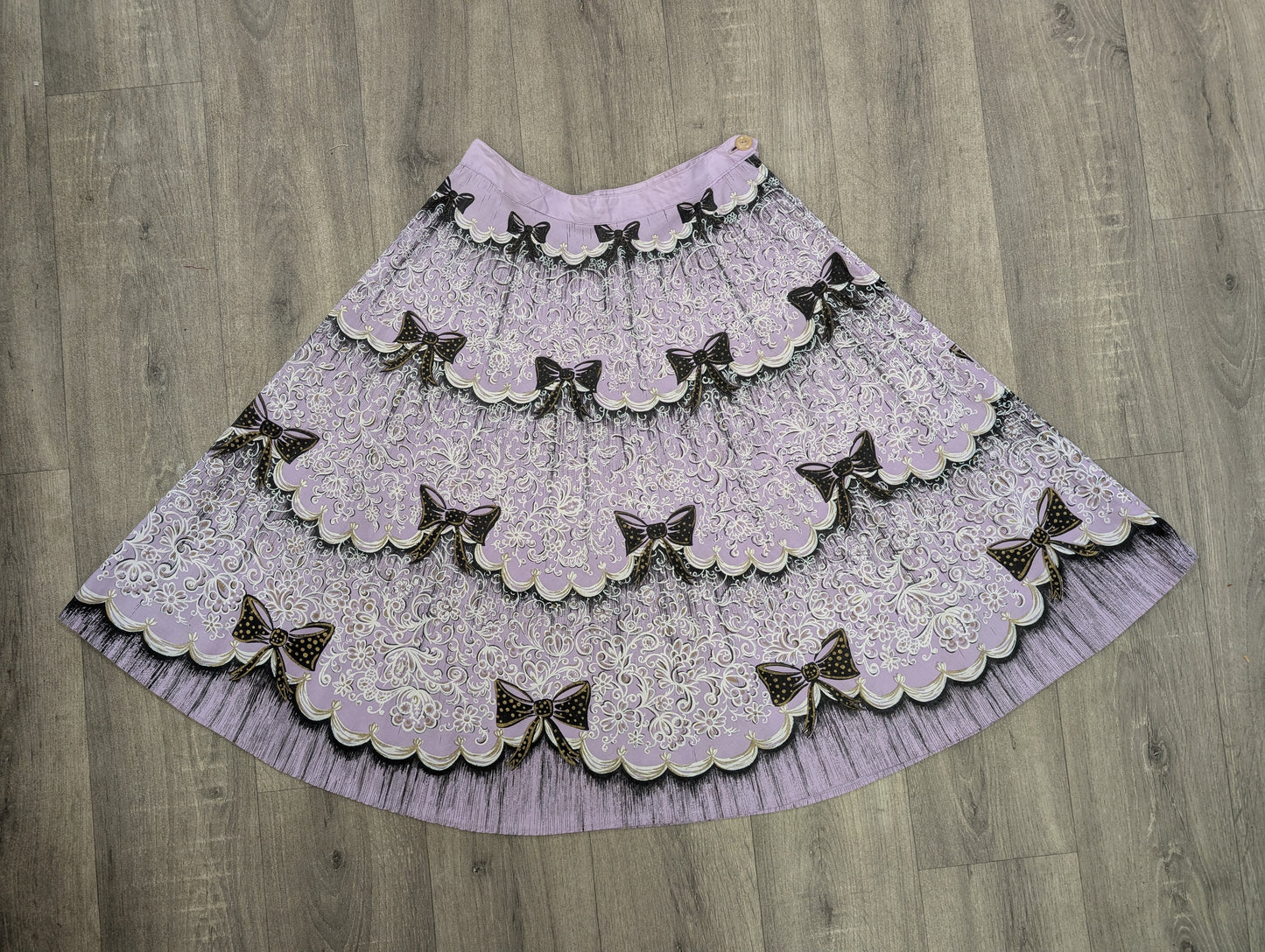 1950s novelty bow print skirt purple/black - 27" waist