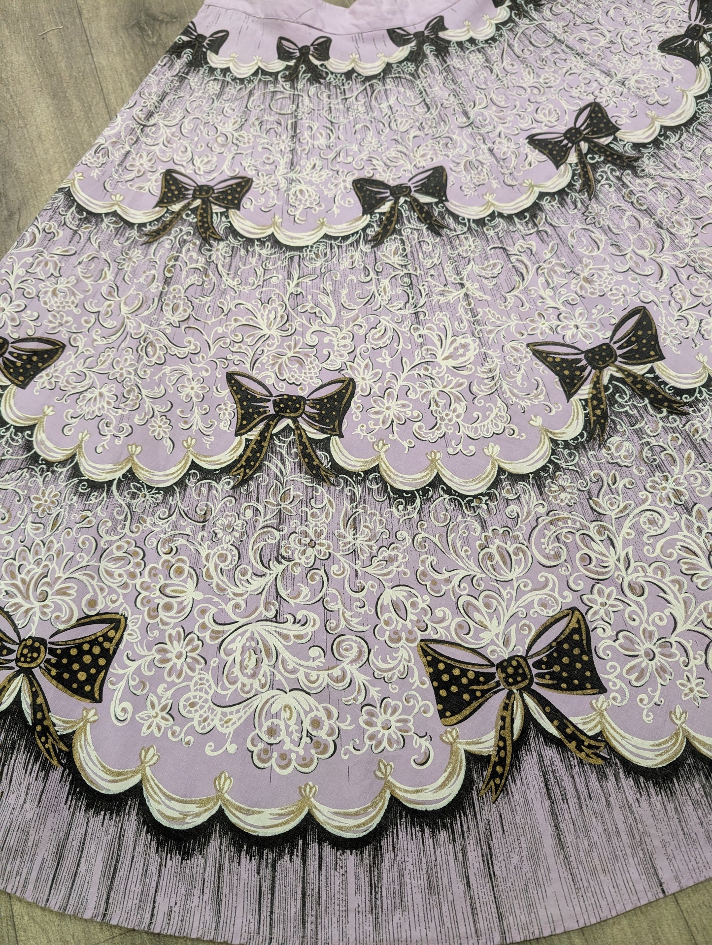 1950s novelty bow print skirt purple/black - 27" waist