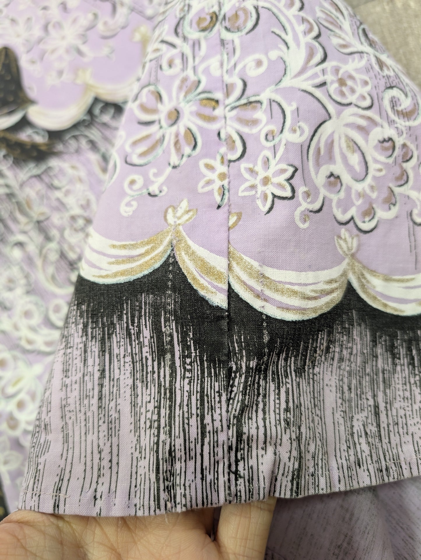 1950s novelty bow print skirt purple/black - 27" waist