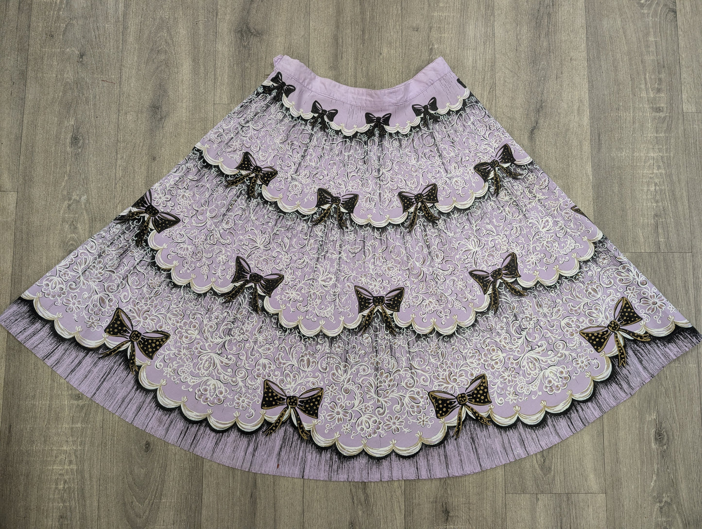 1950s novelty bow print skirt purple/black - 27" waist