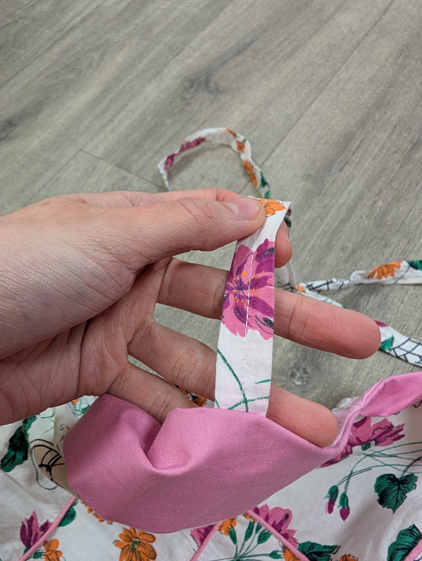 50s/60s novelty floral birdcage print cotton swimsuit - Size 4/6