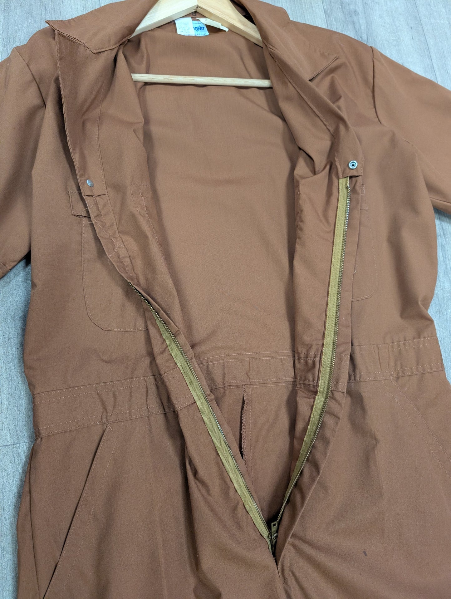 1970s Wrangler brown overalls with Daytona Races 1980 patch