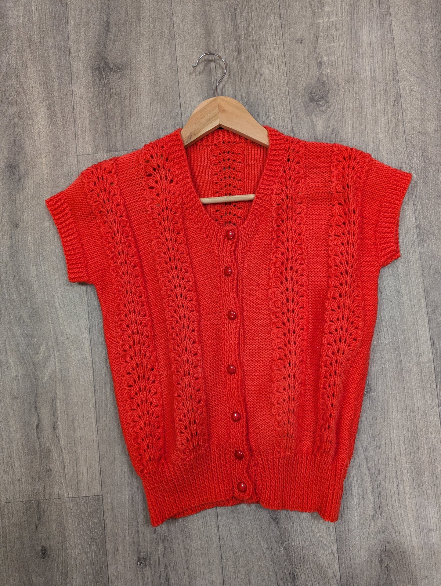 Hand knitted coral cardigan - XS