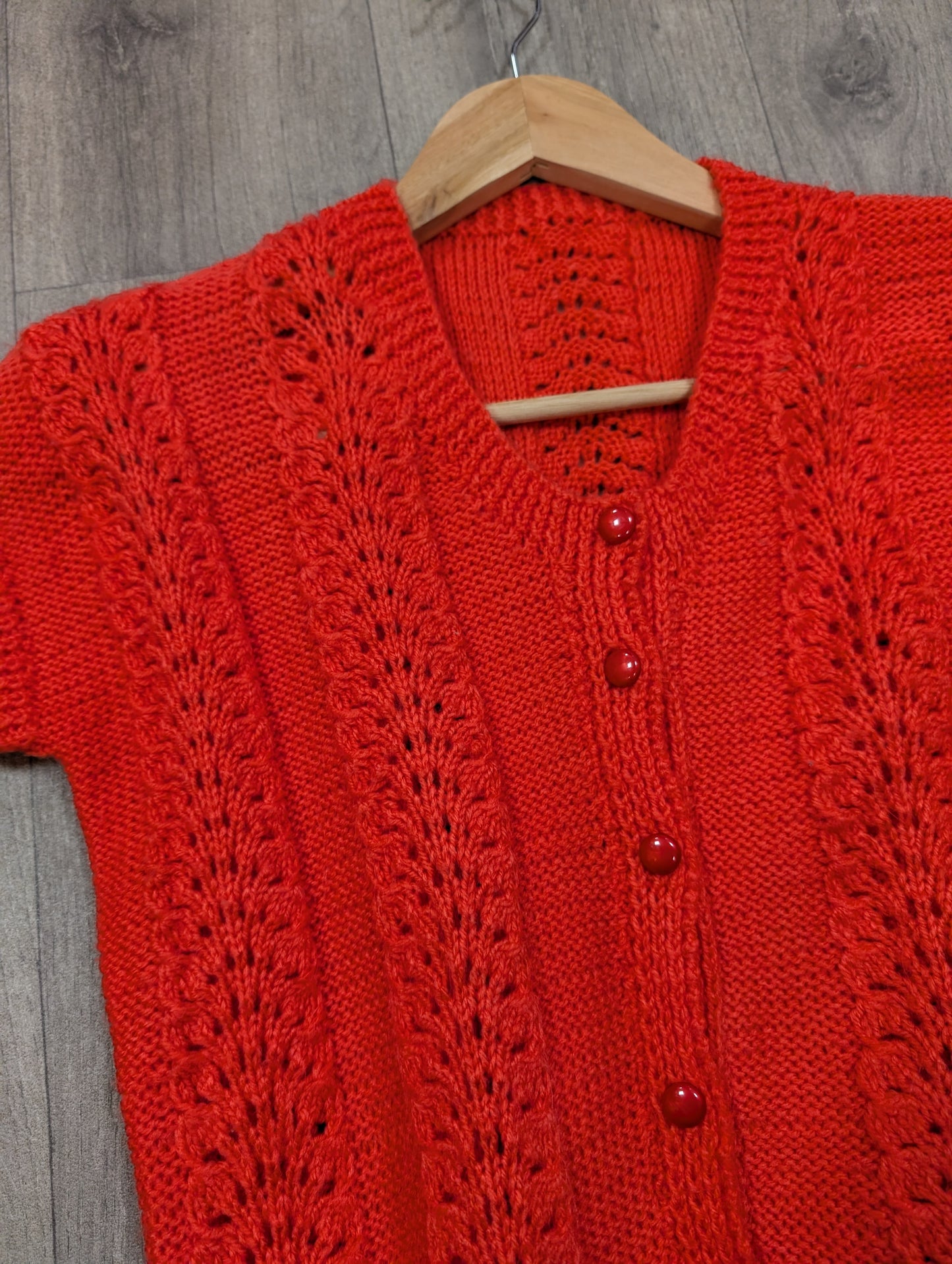 Hand knitted coral cardigan - XS