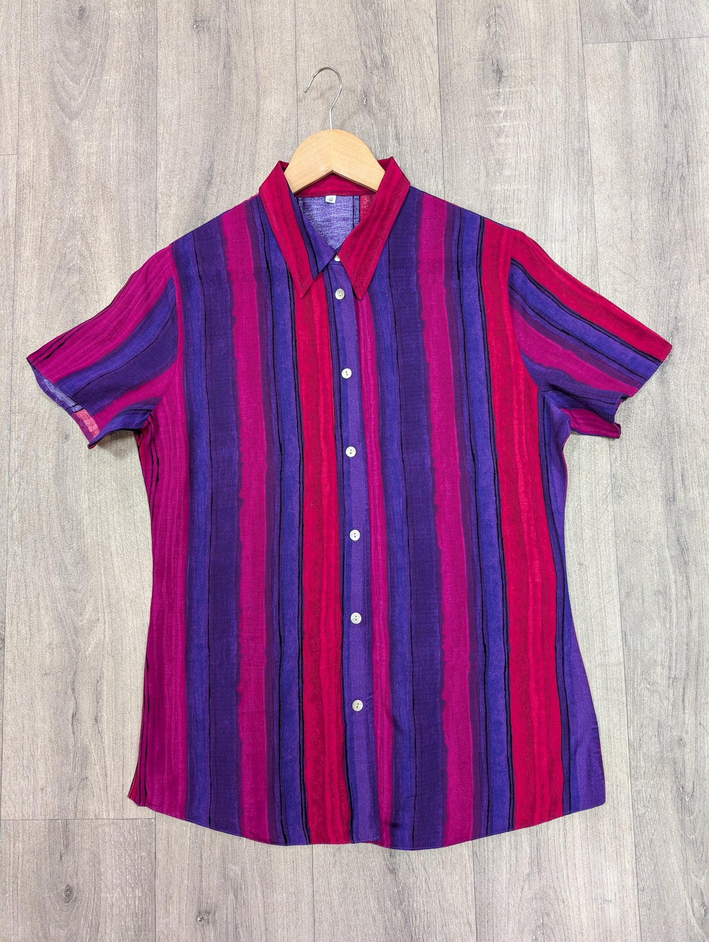 1990s striped viscose shirt - Size 12