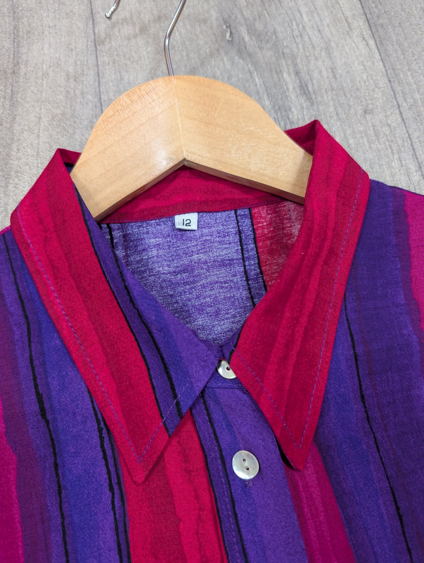 1990s striped viscose shirt - Size 12