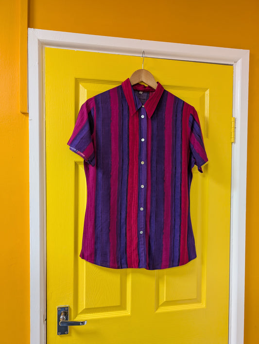 1990s striped viscose shirt - Size 12