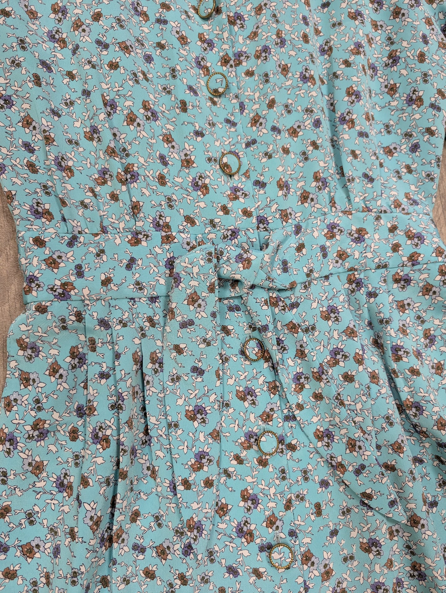 1980s Berkertex blue floral dress - Size 14