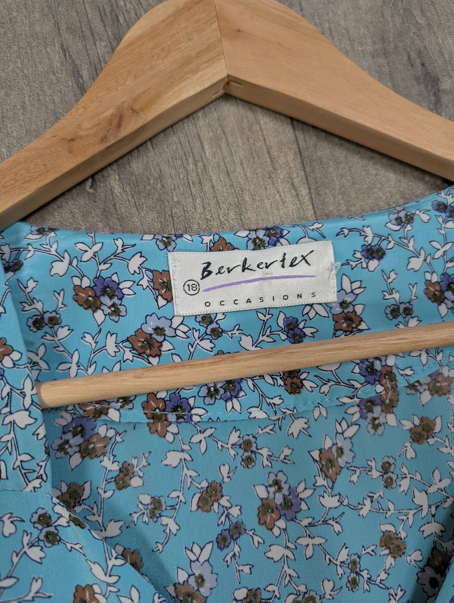 1980s Berkertex blue floral dress - Size 14