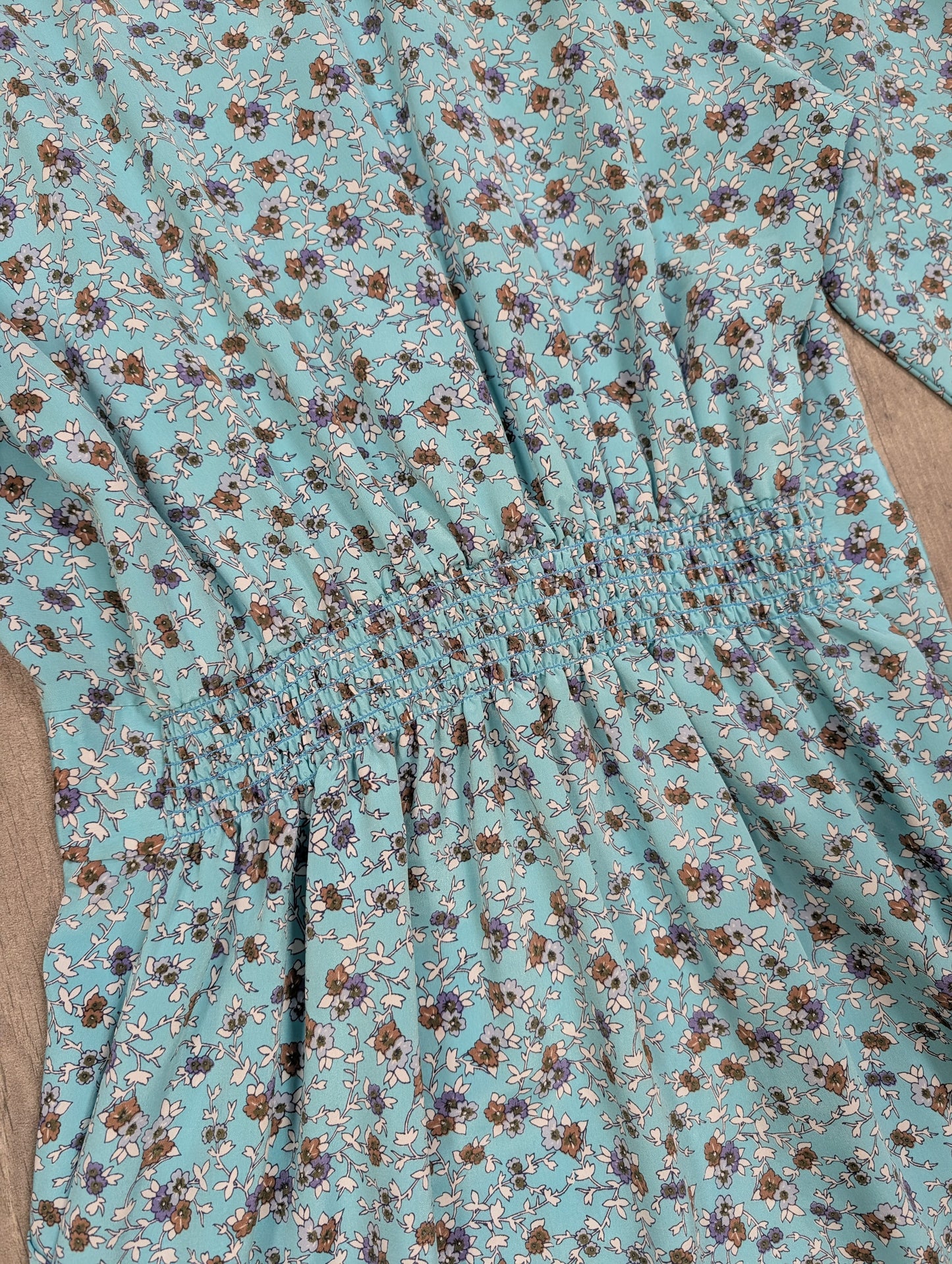 1980s Berkertex blue floral dress - Size 14