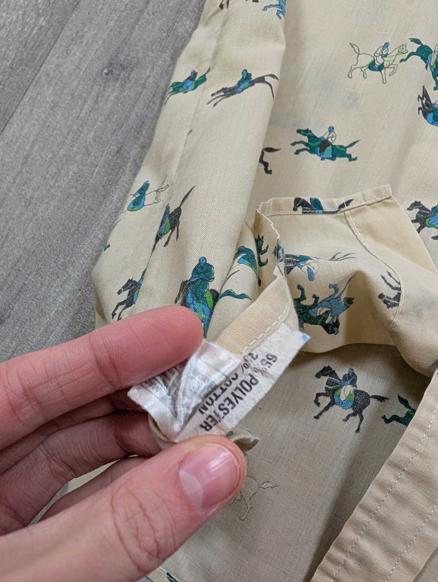 1970s Ben Sherman novelty horse print dagger collar shirt