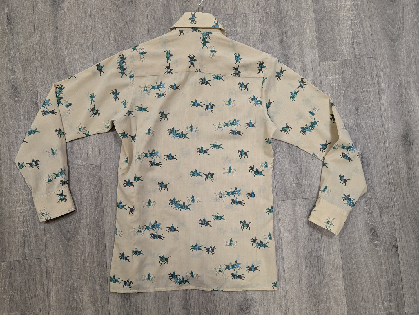 1970s Ben Sherman novelty horse print dagger collar shirt
